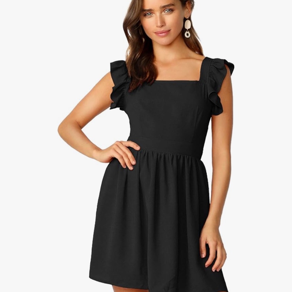ROMWE Black Backless Ruffle Dress - Picture 2 of 5